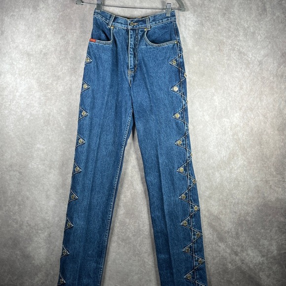 Vintage Lawman Bareback Jeans Womens 5 Medium Wash Denim Cowgirl Rodeo Western - Picture 1 of 13